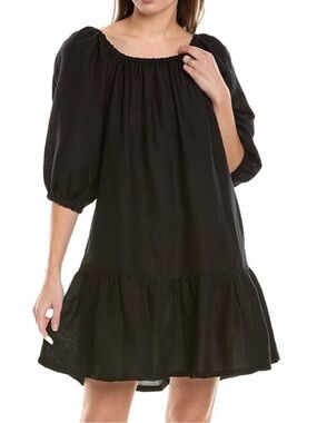 NWT Tommy Bahama Black St. Lucia Tiered Linen Dress